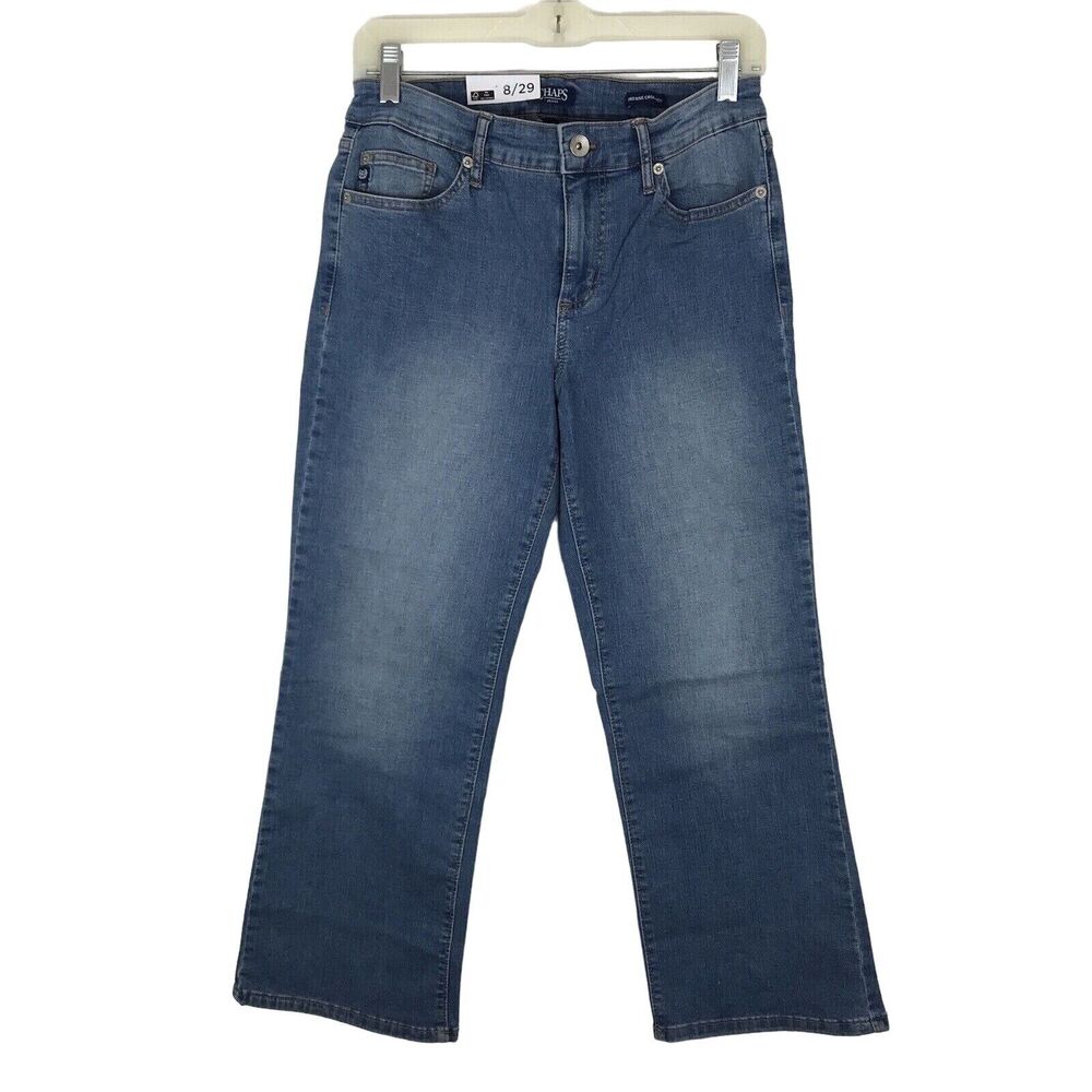 Chaps Mid Rise Crop Kick Jeans New‎ Women's Size 8/29 Stretch Denim Blue
